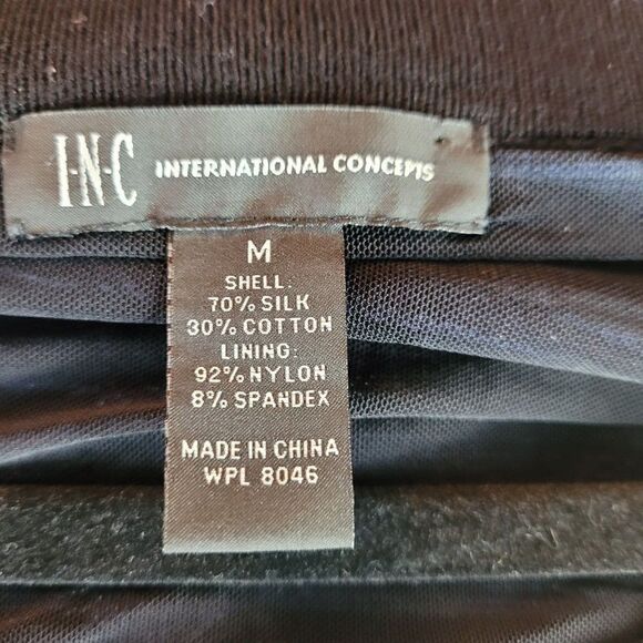 Y2K INC Dress Sweater Silk Blend Scalloped Hem Bell Sleeve Tie Waist Blue M - Picture 11 of 13